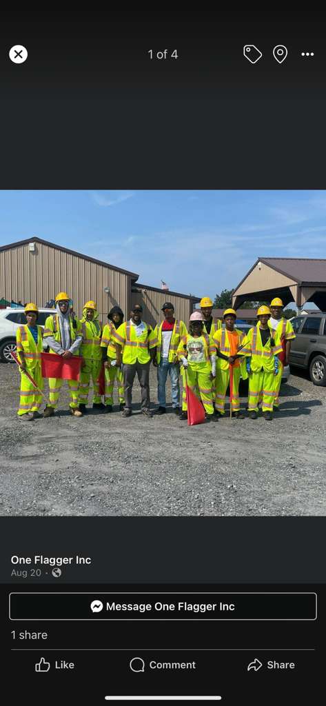 Flagger with stop sign on PA road